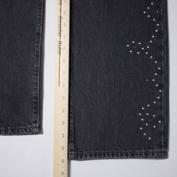 NWT $128 Levi's Premium 501 '90s Black Denim Studded Western Jeans Women 28x30 - Picture 14 of 16